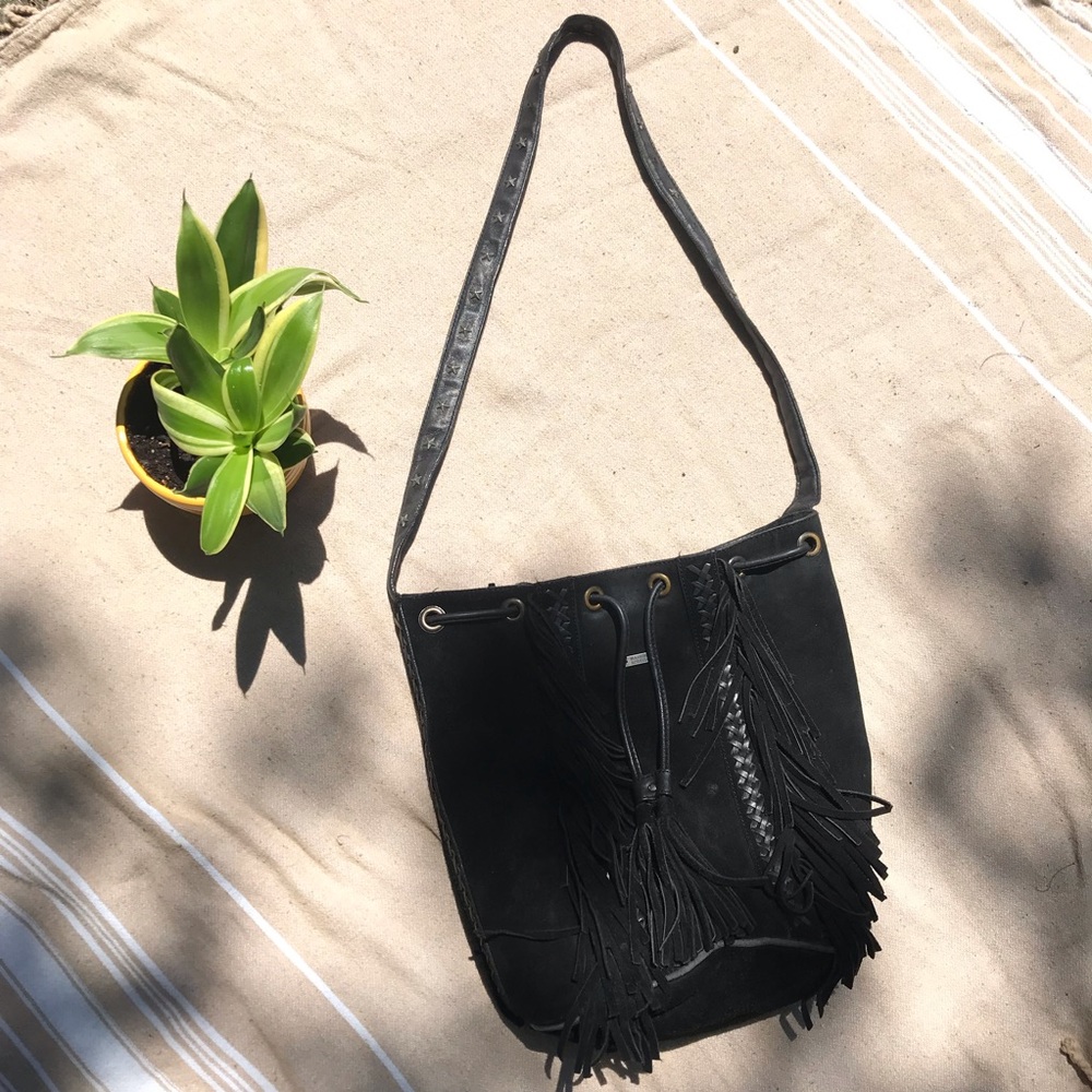 MAISON AND SCOTCH black suede boho bucket bag